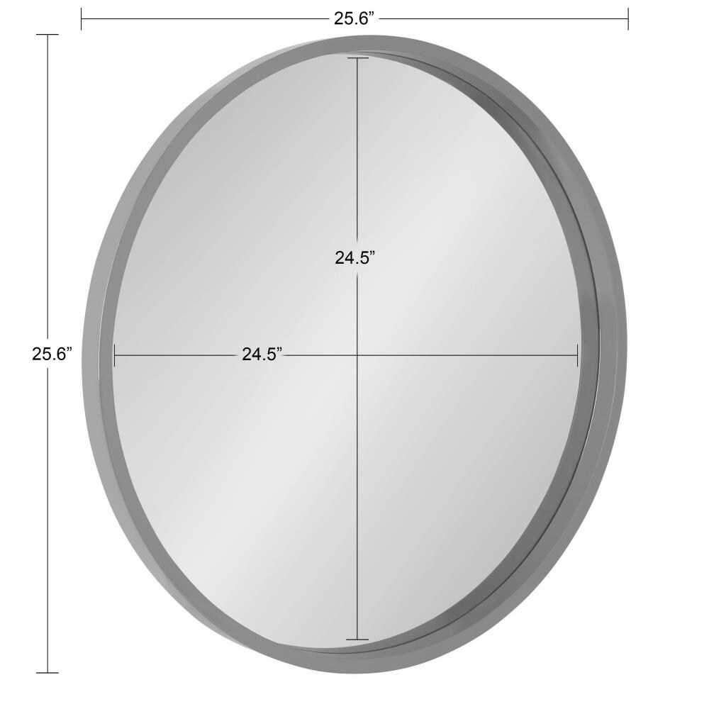 Kate and Laurel Travis 25.6-in W x 25.6-in H Round Gray Framed Wall Mirror