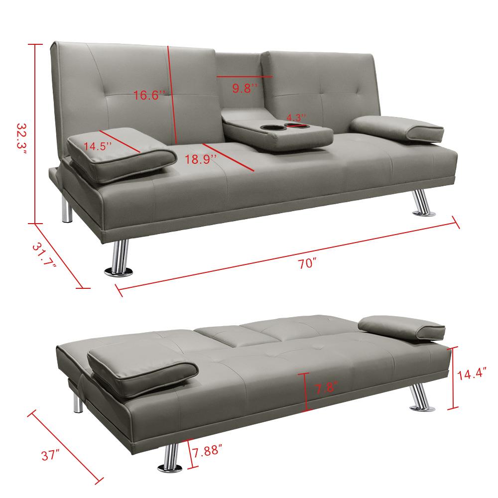 Details about   Futon Sofa Bed Leather Modern Recliner Sleeper TV Theater Couch Furniture Gray 