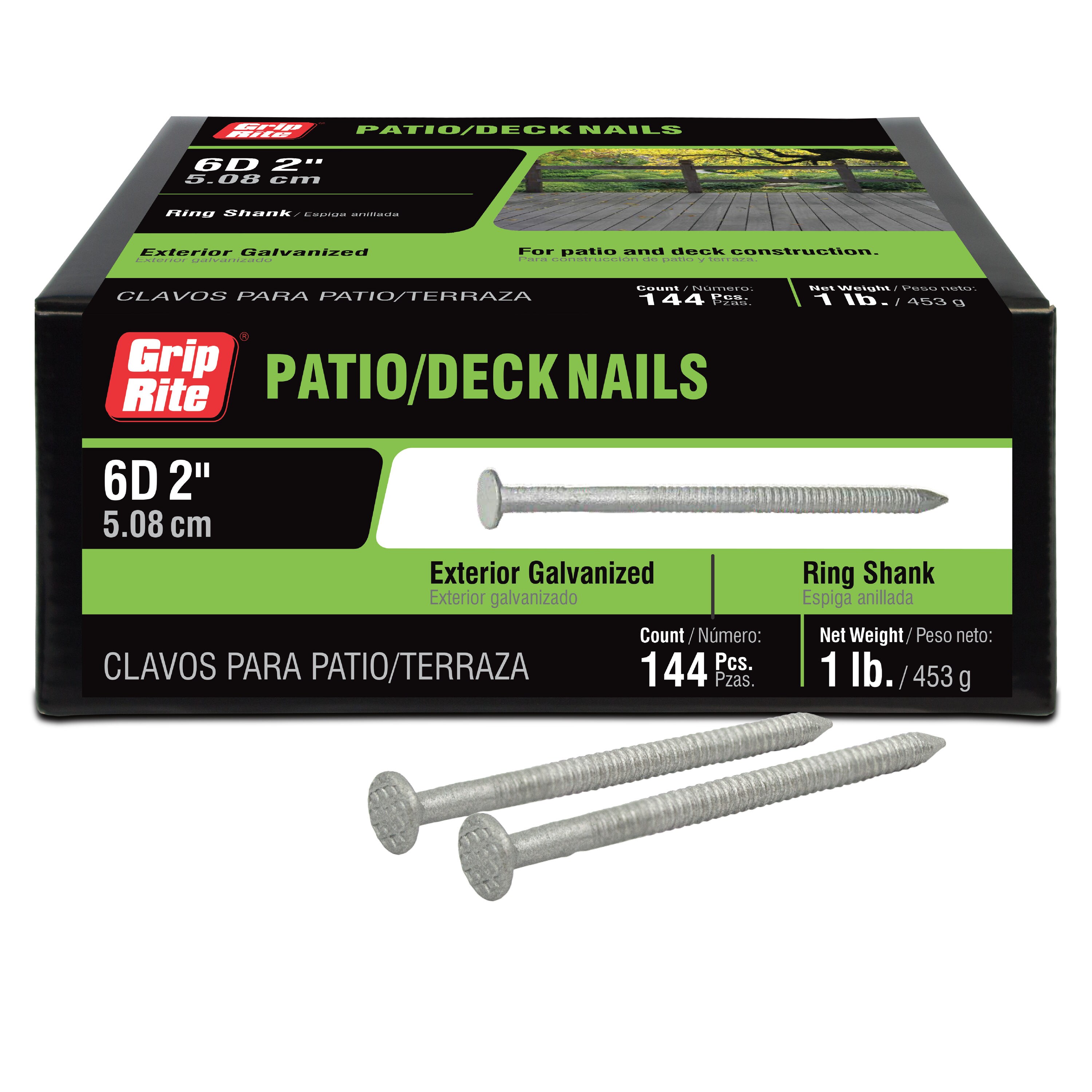 Grip-Rite 2-in Hot-Dipped Galvanized Ring Deck Nails (144-Per Box) in the Framing  Nails department at 