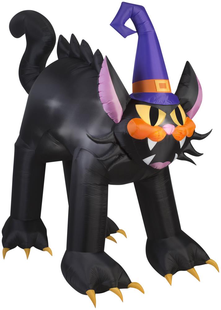 Halloween Inflatable 4 Cat Witch Holding Broom Airblown by Gemmy 