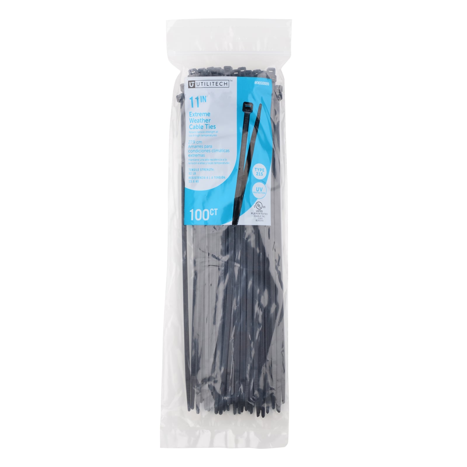 100 8" Inch Long 18# Pound BLACK UV Nylon Cable Zip Ties Ty Wraps MADE IN USA 