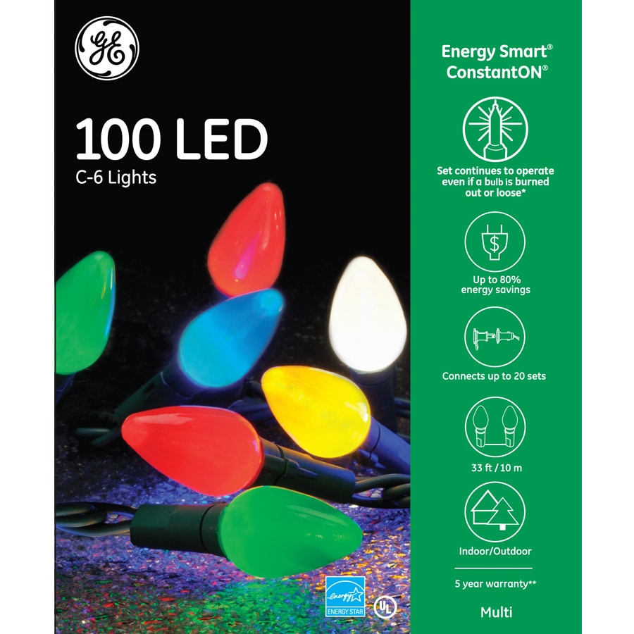 Home Accents Energy Smart 150 LED Multi-color C6 Lights Indoor/Outdoor 49.6ft 