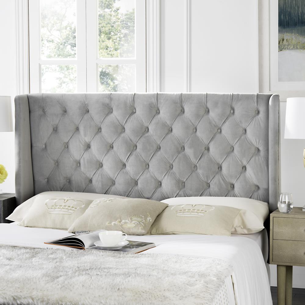 Safavieh London Pewter Queen Polyester Upholstered Headboard In The ...