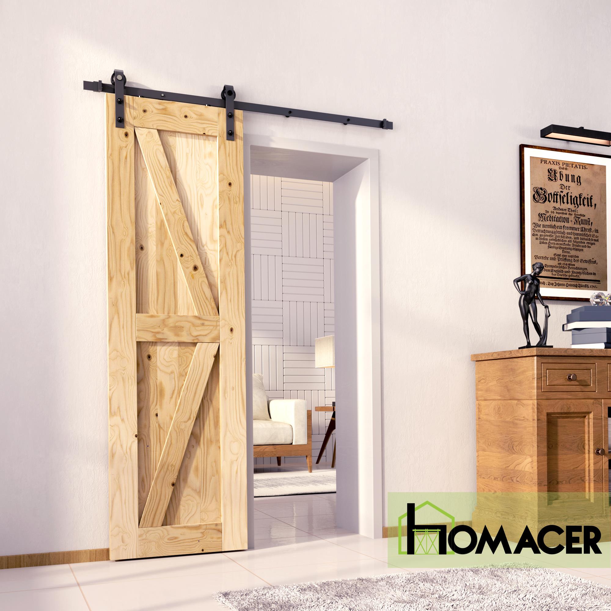 HOMACER 24-in x 84-in Unfinished Solid Core Unfinished Pine Wood Single Barn Door