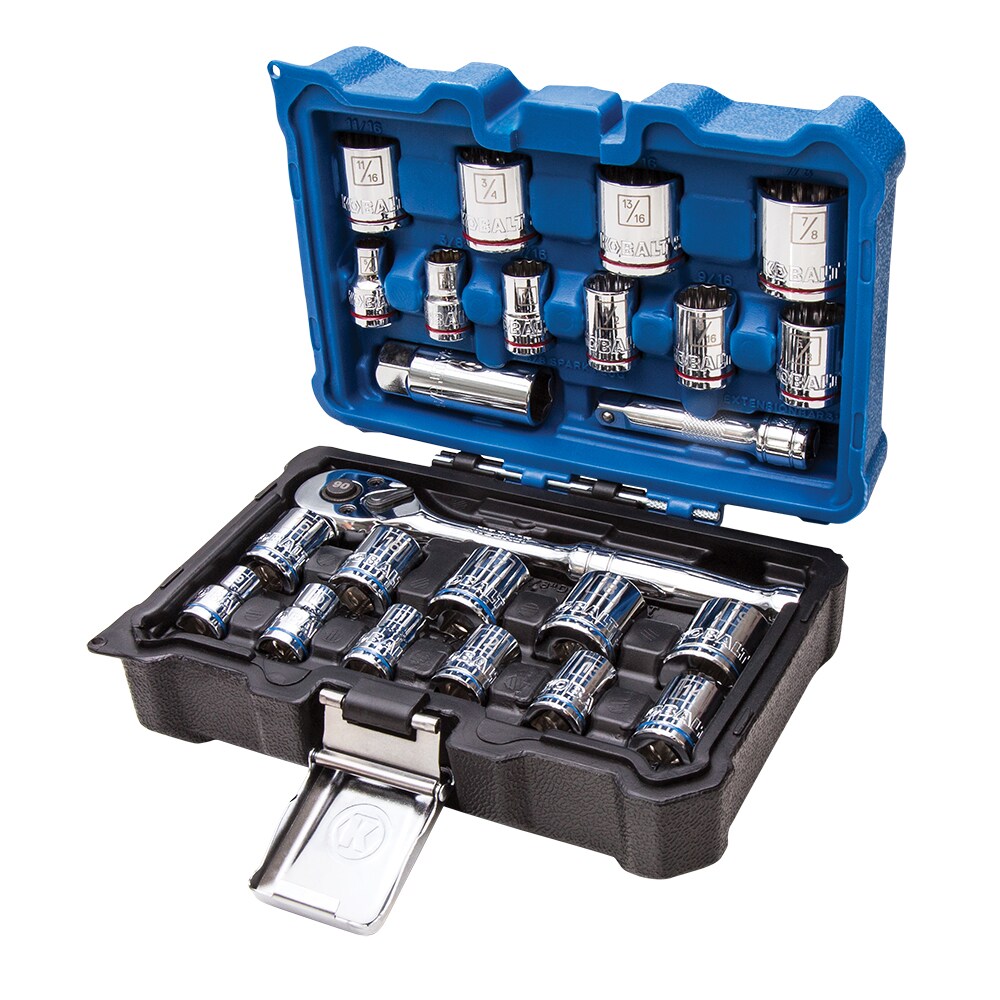 Kobalt 11 PC 3/8" Drive Metric Socket and Ratchet Set With Case Mod 0840025 for sale online 