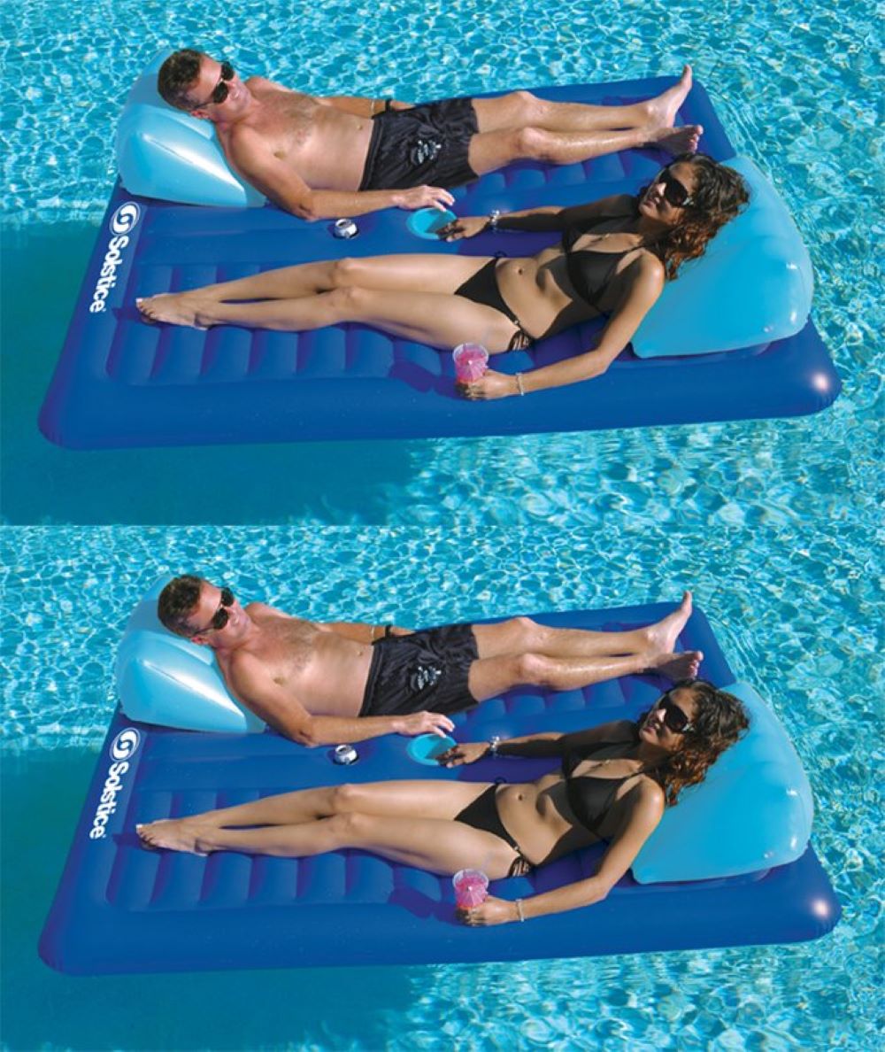 2 Swimline Solstice 15030R SunSoft Swimming Pool Inflatable Fabric Loungers Red 