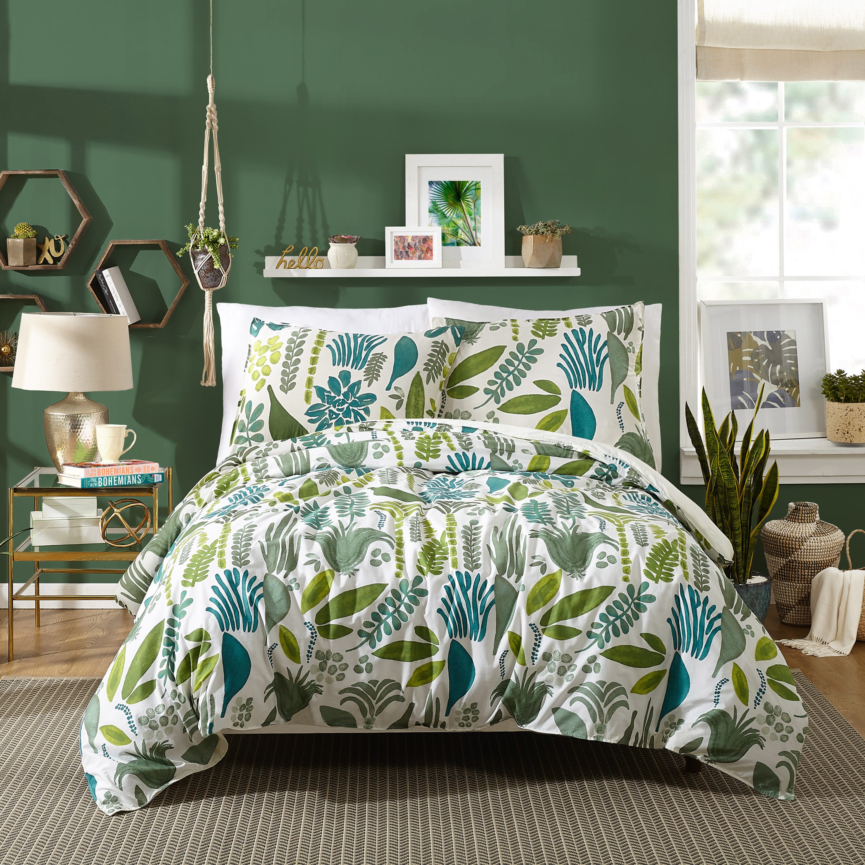 Makers Collective Jardin 3-Piece Green King Duvet Set in the 