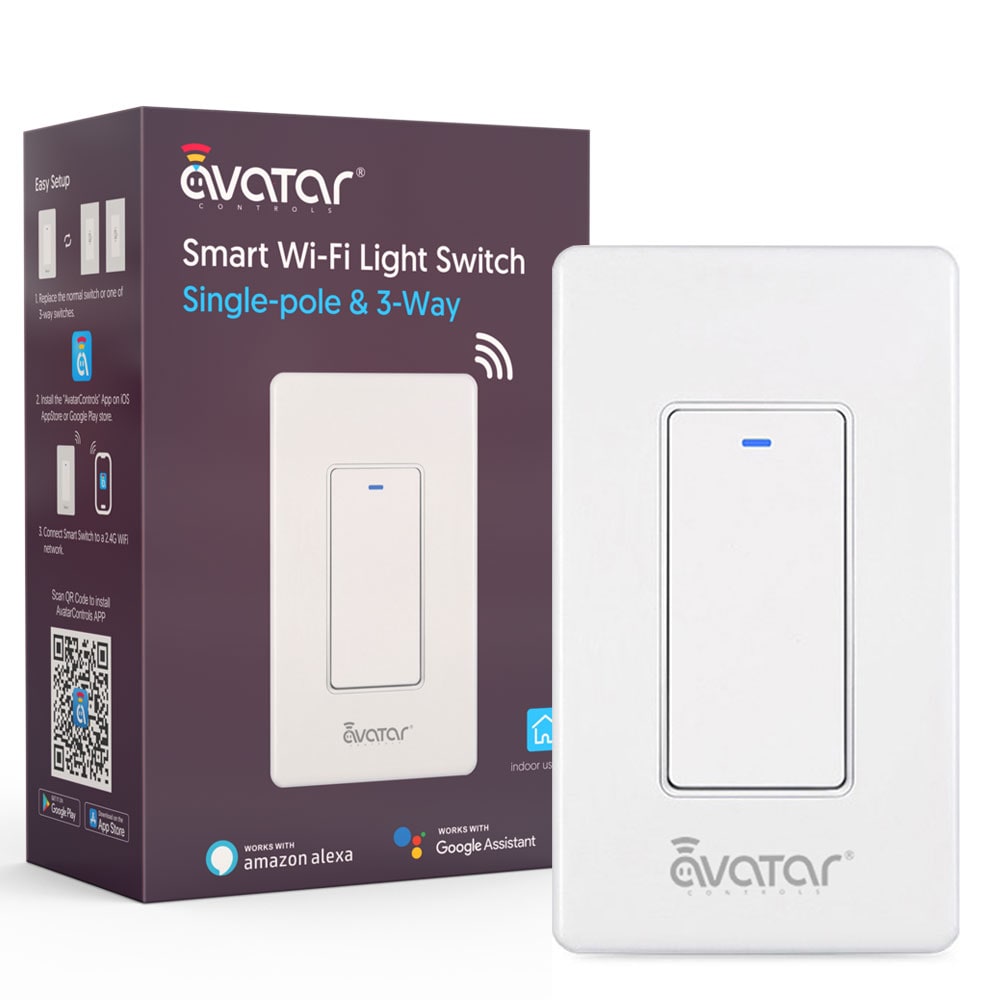 Avatar Controls Smart 10-amp Single-pole/3-way Smart Rocker Light Switch Works with Amazon Alexa with Wall Plate, White in the Light Switches department at Lowes.com