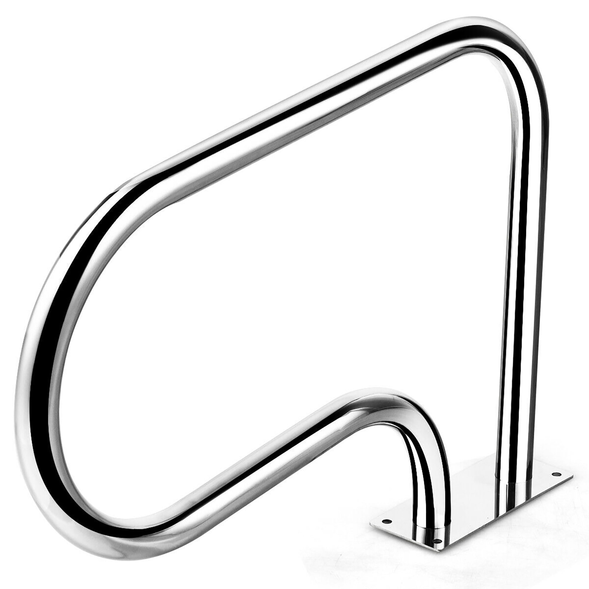 Swimming Pool Hand Rail Stainless Steel Ladder Outdoor Stair Rail w/ Base Plate 