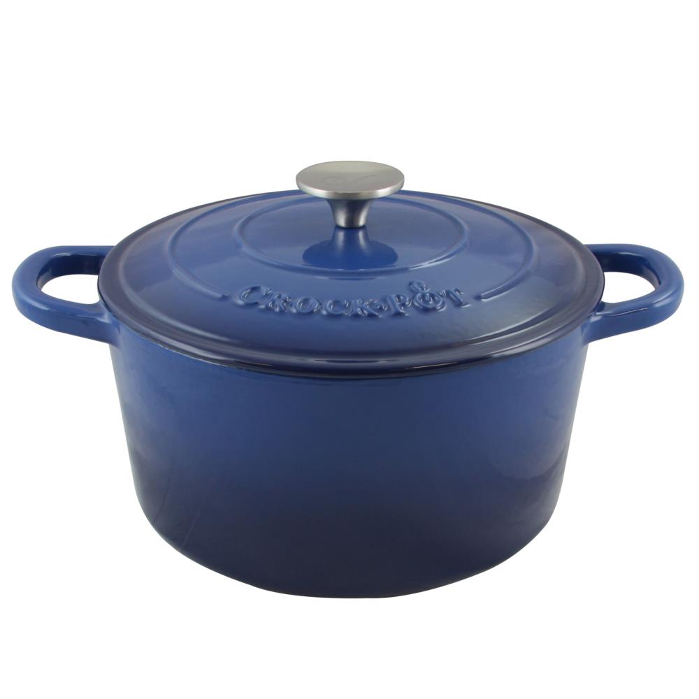 Crock-Pot Crock Pot Artisan 5 Quart Round Enameled Cast Iron Dutch Oven in  Sapphire Blue