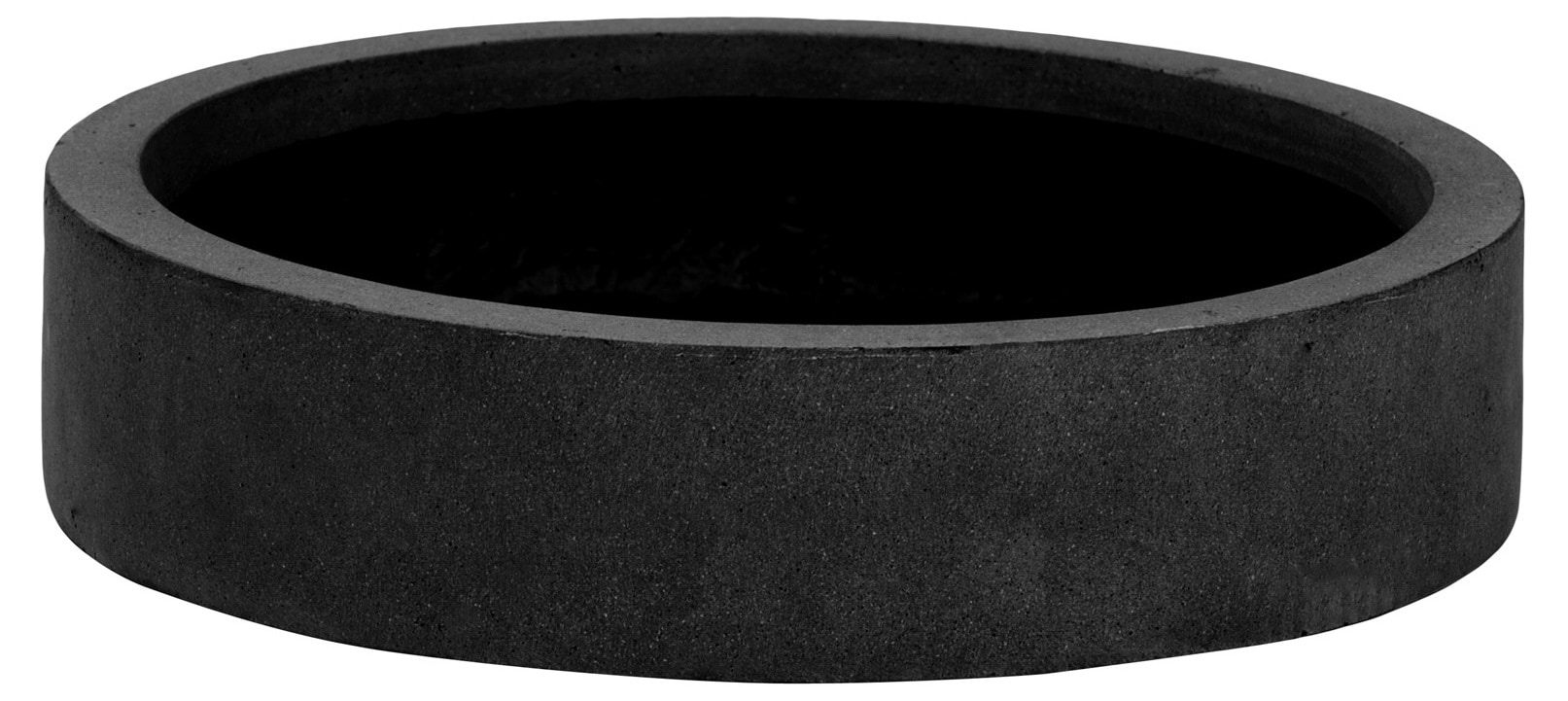 Pottery Pots E1368-S1-01 Max Low Small Fiberstone Indoor Outdoor Modern Round Planter Black 