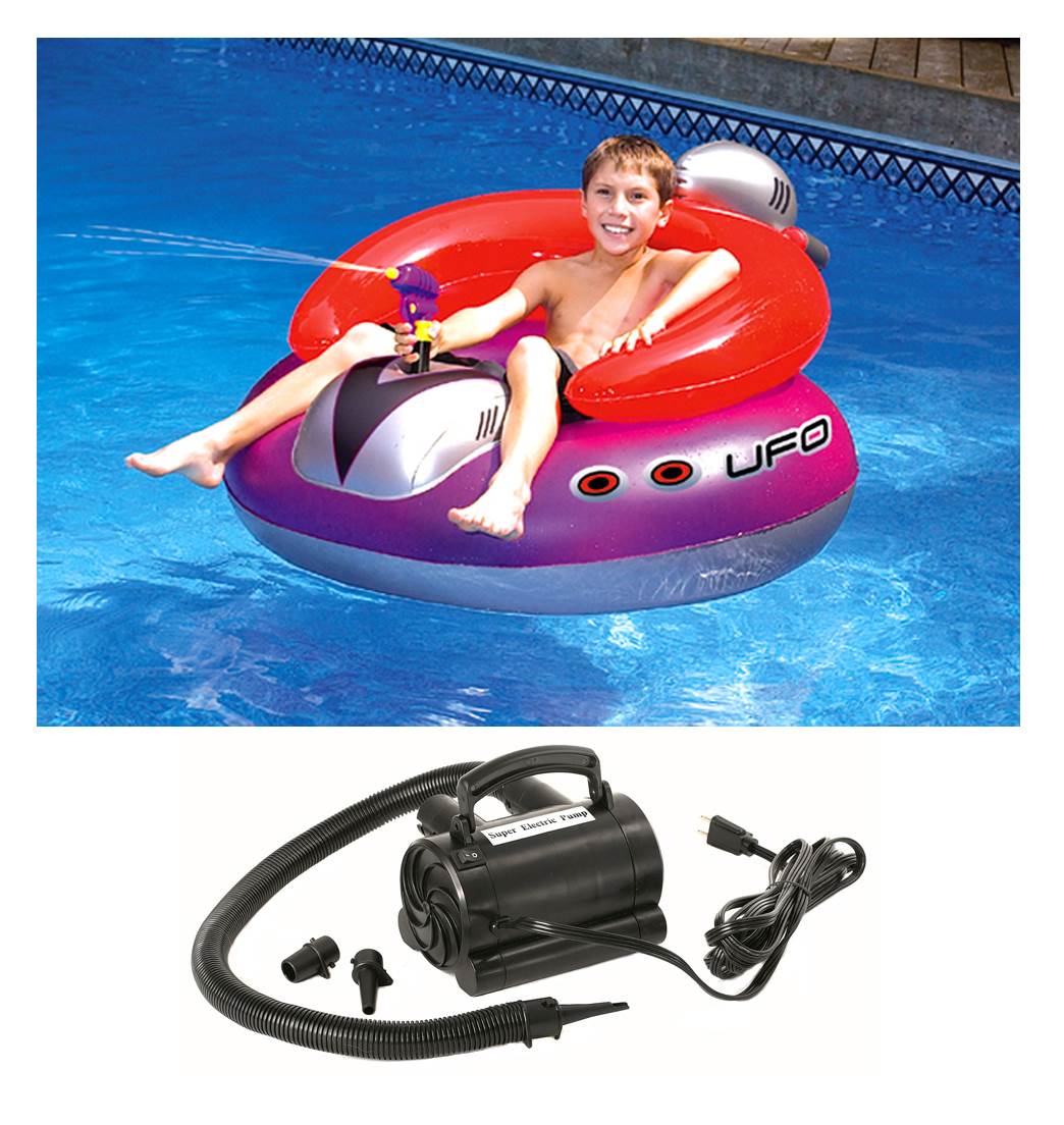 Swimline 9078 Inflatable UFO Lounge Chair Swimming Pool Float with Squirt Gun 