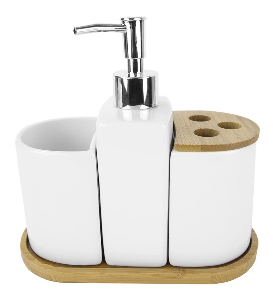 Home Basics Weave Pattern Metal & Acrylic Bathroom Tumbler 