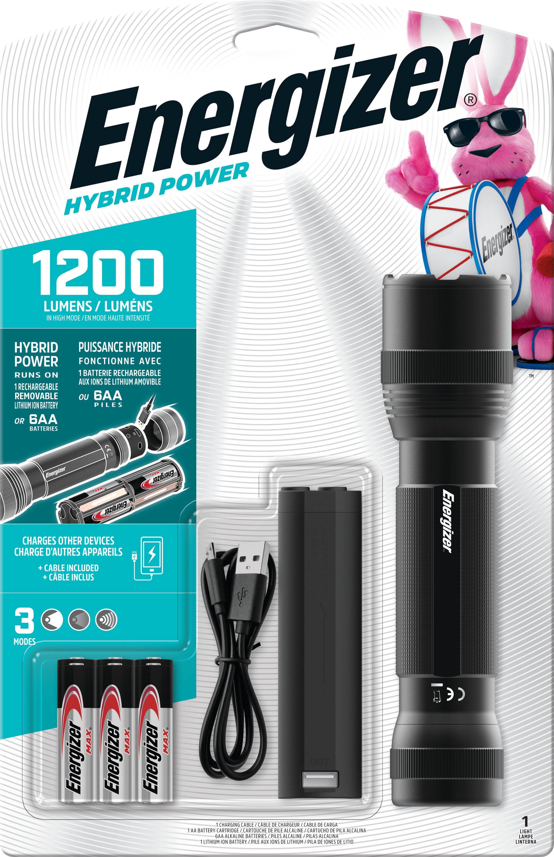 Aankoop rib bewijs Energizer Hybrid 1200-Lumen 3 Modes LED Rechargeable Flashlight (AA Battery  Included) in the Flashlights department at Lowes.com