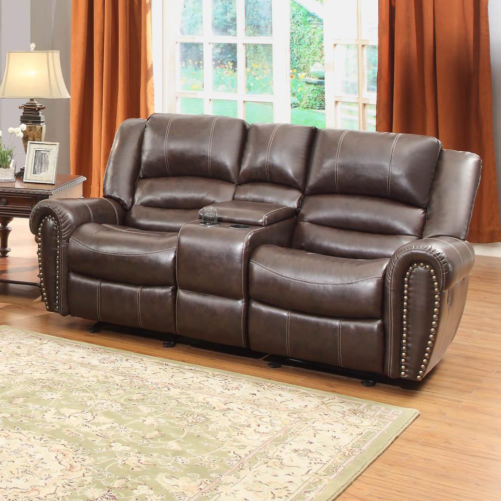 benzara double glider recliner loveseat with center console