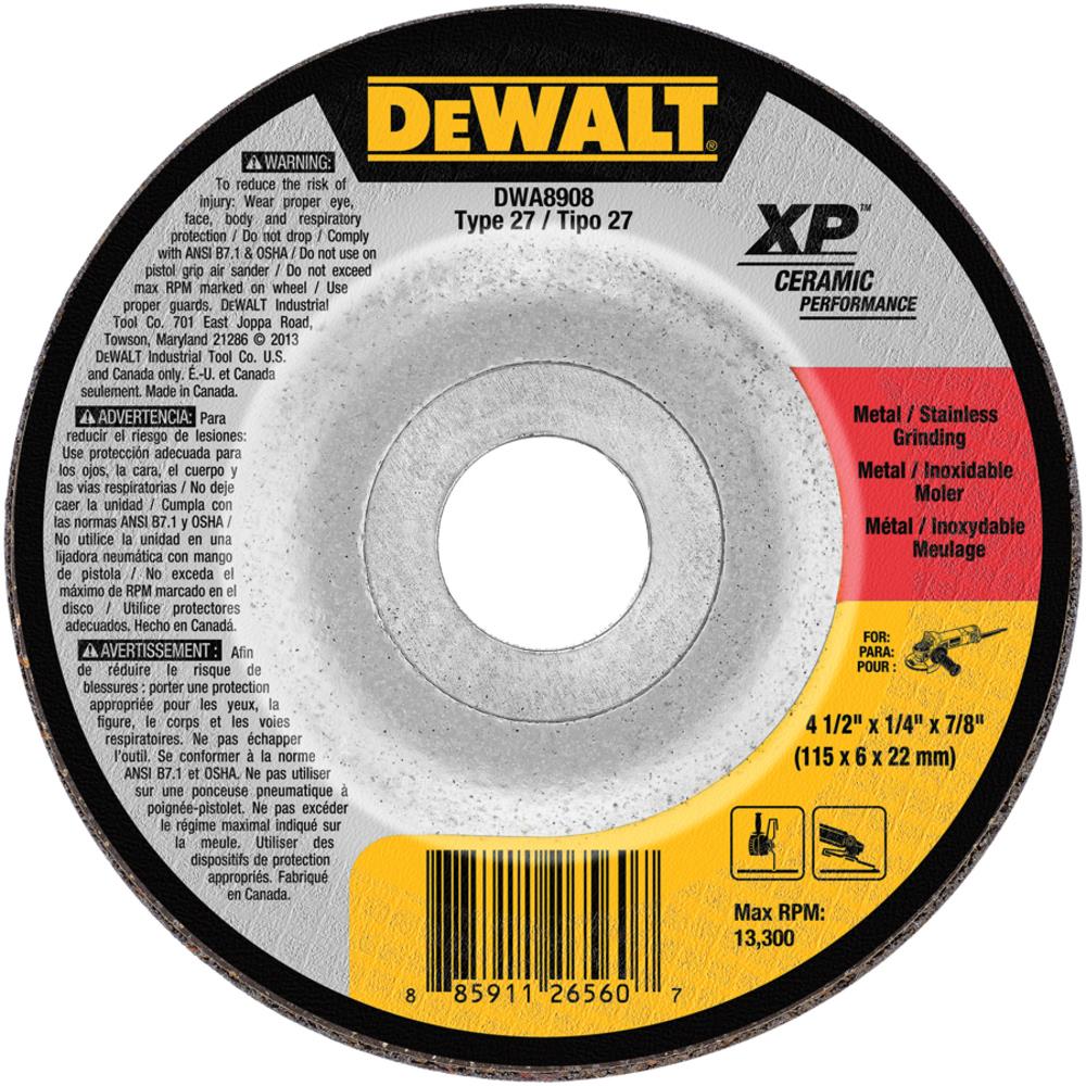 Details about   Dewalt DWA8909  41/2 x 1/4 Type 27 XP Ceramic Grinding Disc 