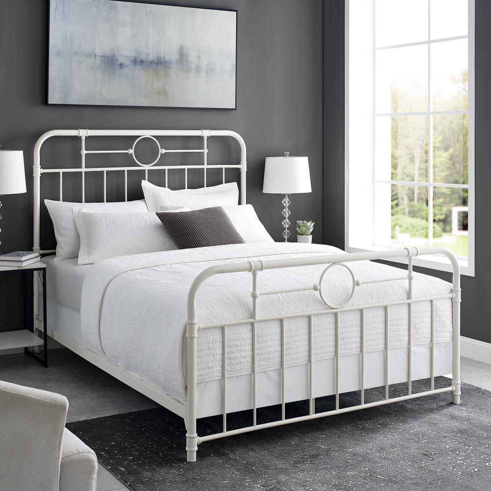 Walker Edison Antique White Queen Bed Frame At Lowes.com