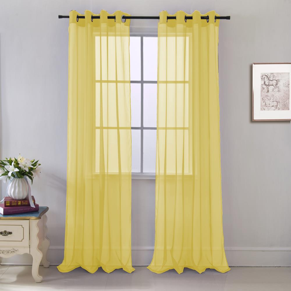 Rod Pocket Curtain Panel RT Designers Collection Astro Textured 54 x 90 in Neon Yellow