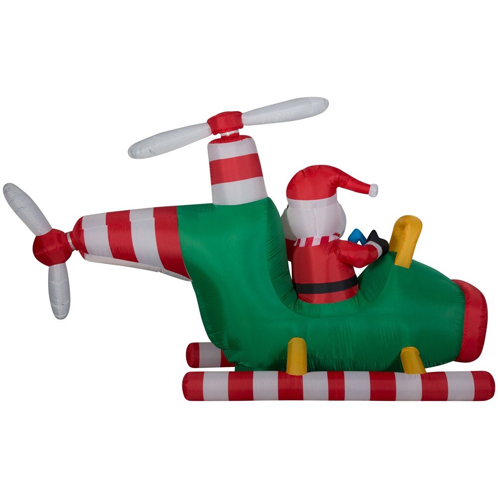 Gemmy Holiday Christmas Airblown Inflatable Animated Helicopter w/ Santa Snowman