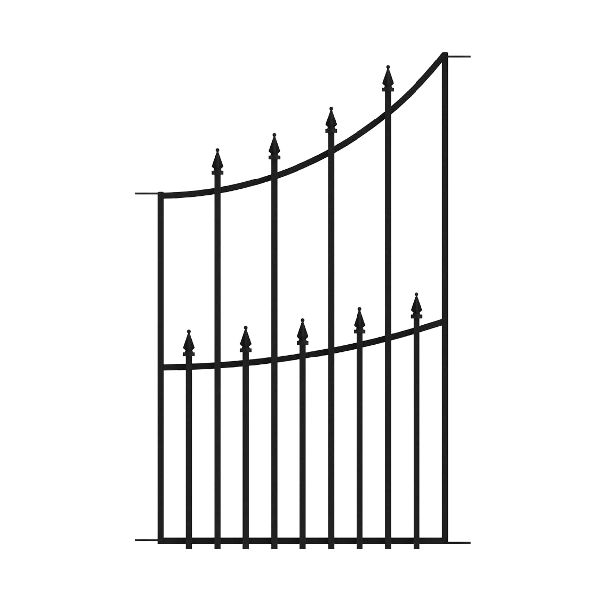 x 36 in Black Steel 3-Rail Fence Panel Empire 30 in