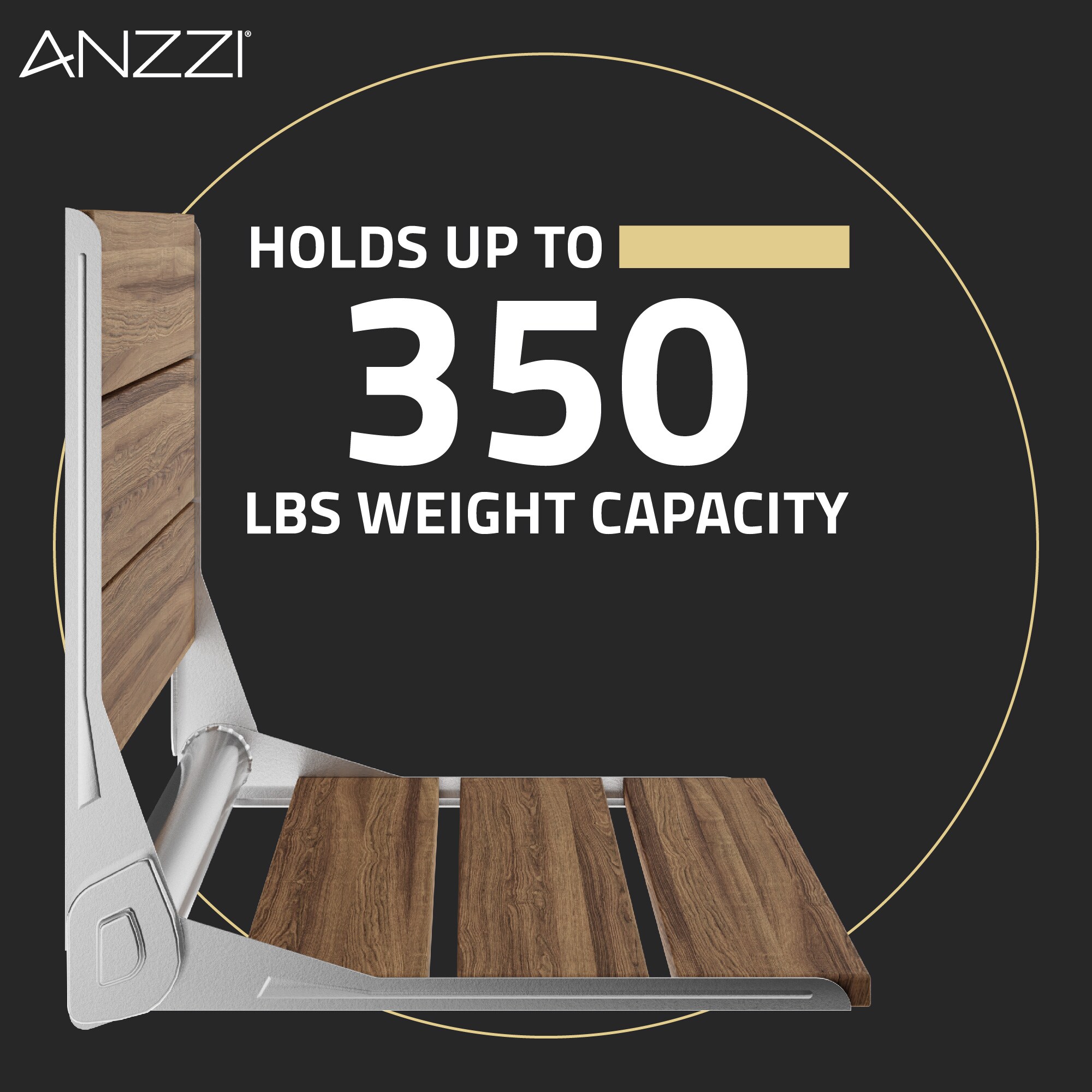 ANZZI Teak with Polished Chrome Hardware Wood Wall Mount Shower Seat (Ada Compliant)