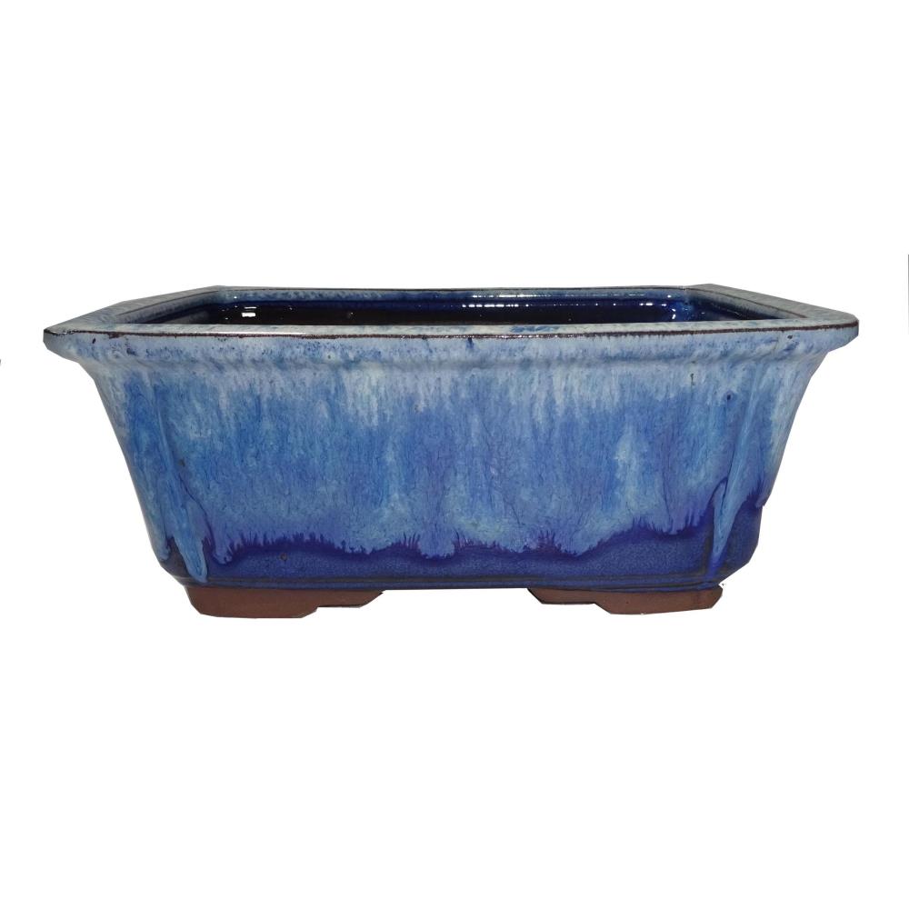 Bonsai ceramic pot 14 blue color rectangle shape