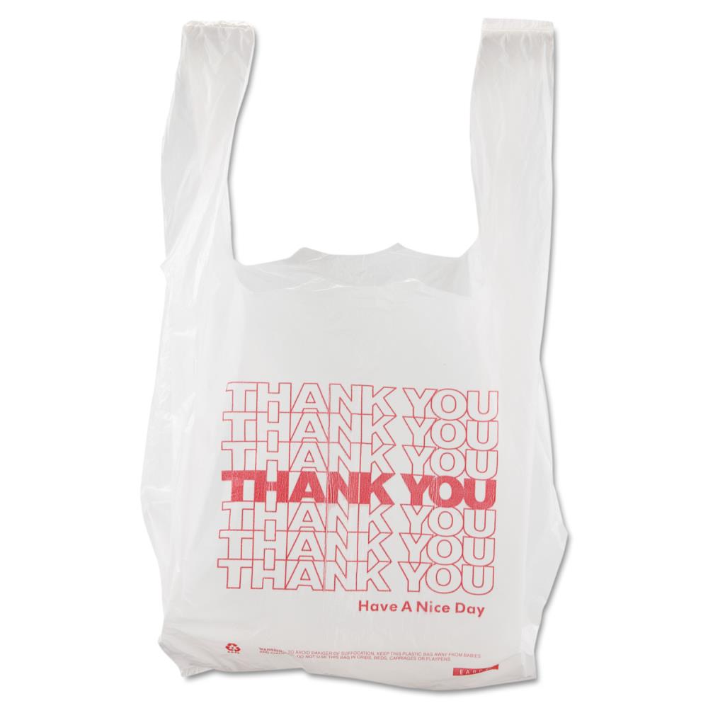 500 Small Black Thank You Merchandise Plastic Retail Handle Bags 7" x 9" Tall 