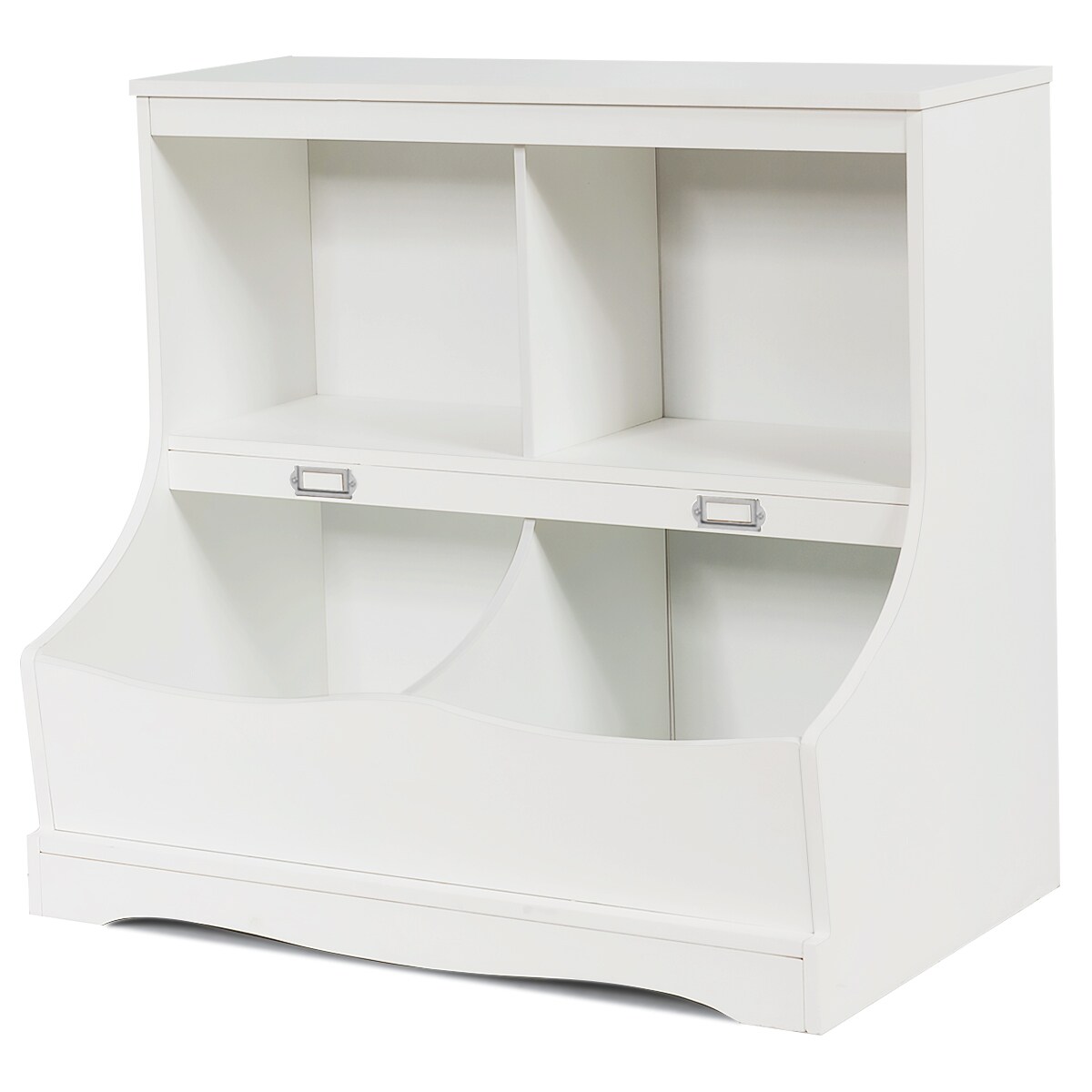 Kids Large Bookcase Toy Storage Organizer Bookshelf with 3 Rolling Toy Box White 