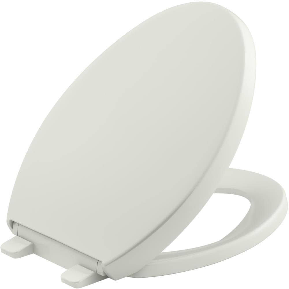 Toilet Seat Elongated Slow Close Grip Tight Bumpers Closed Front Thunder Grey 