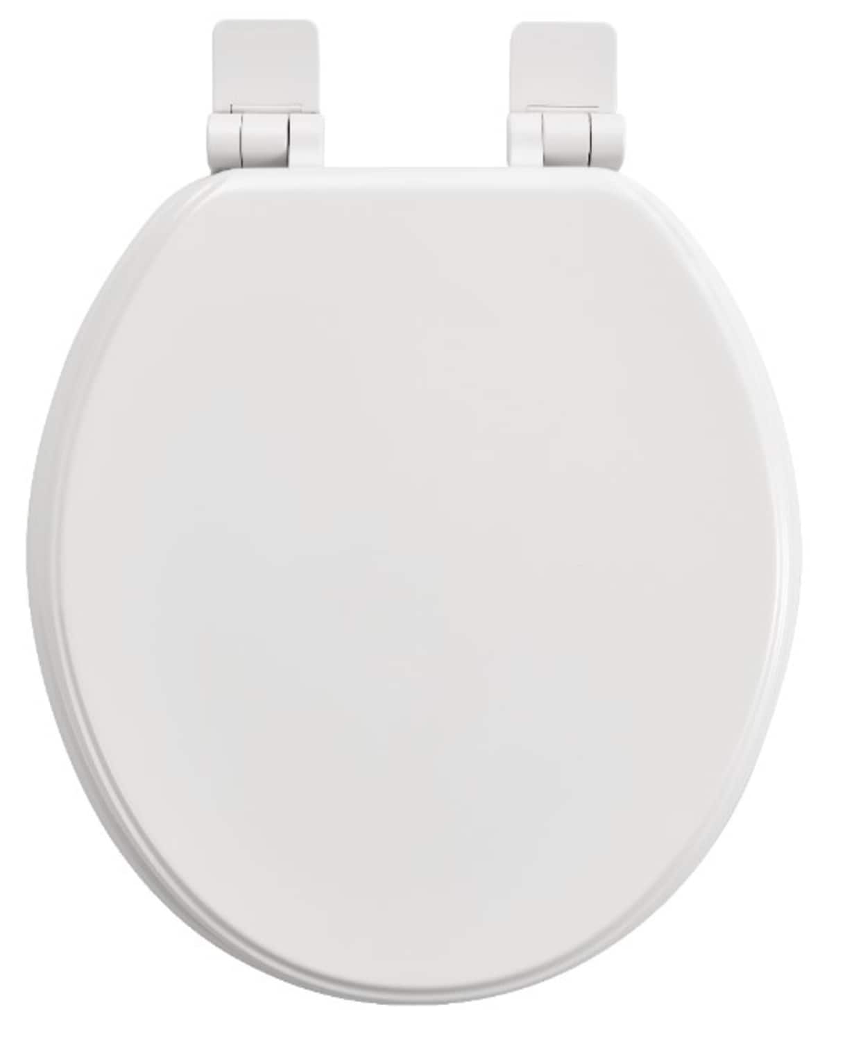 White Toilet Seat Round Slow Close Toilet Lid with Non-Slip Bumpers for Standard Round Toilets Bowls Durable Plastic