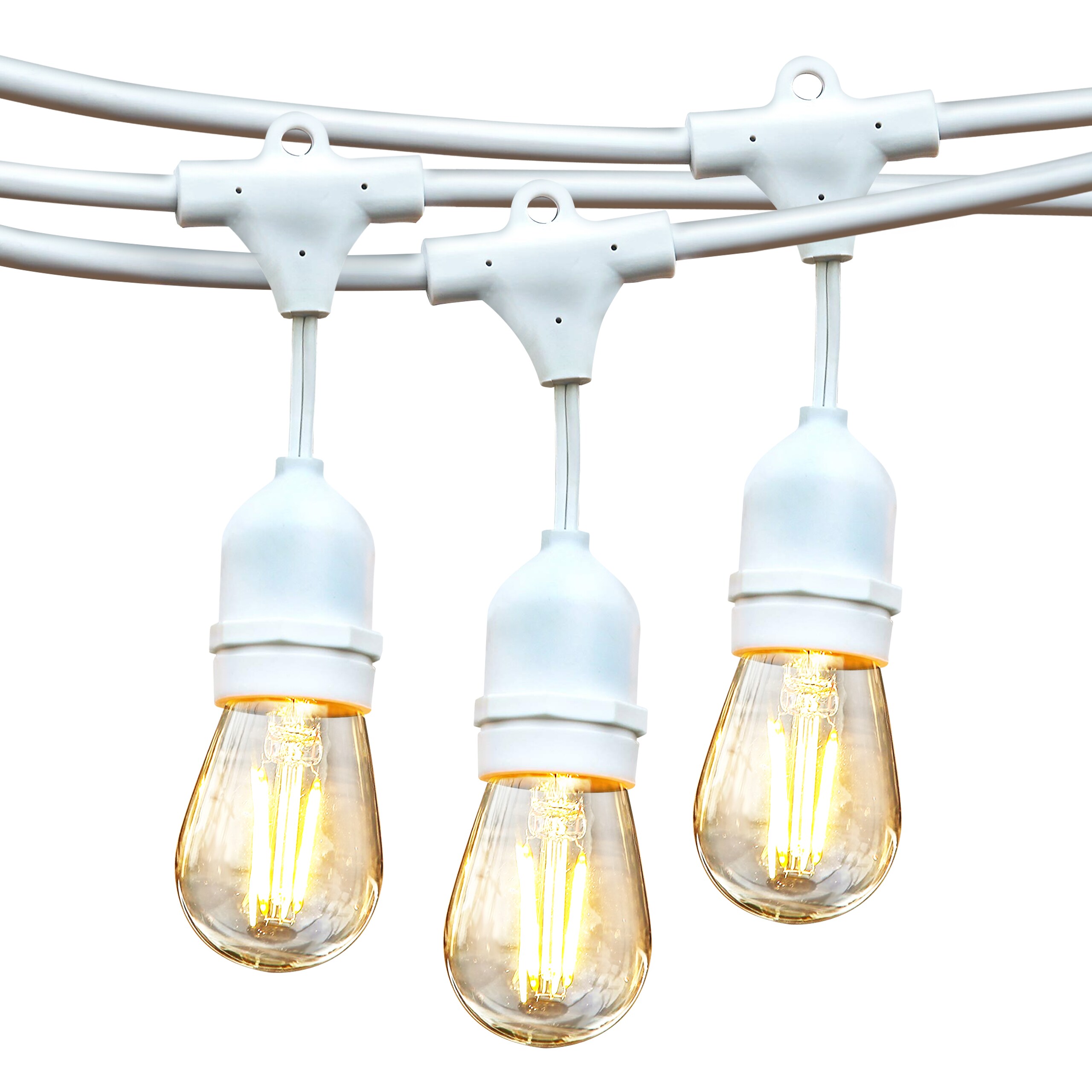 Glass Edison Bulbs 15 Hanging Sockets Dimmable for sale online Outdoor String Lights 48 FT 