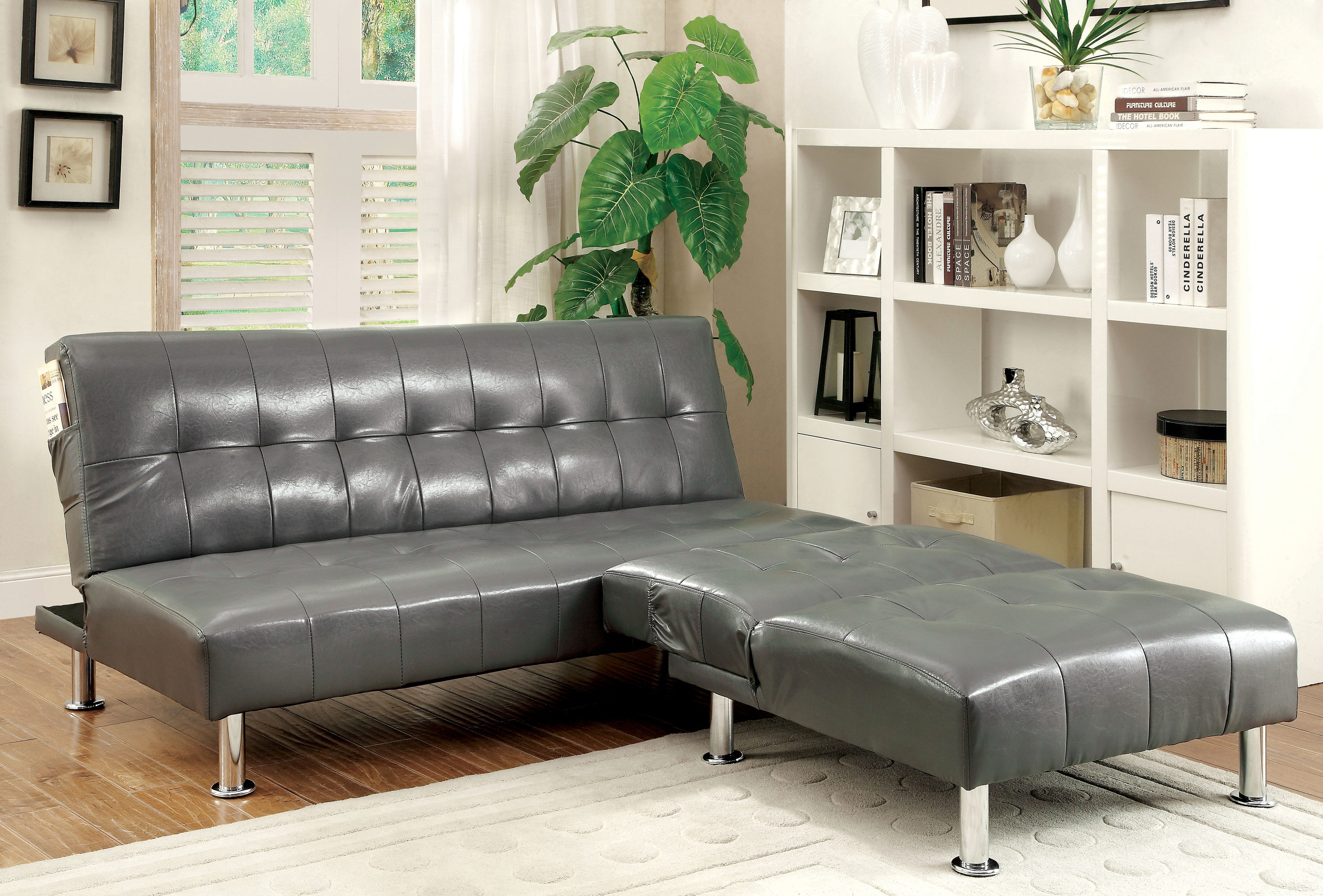 Furniture Of America Antienne Gray Contemporary/Modern Faux Leather ...