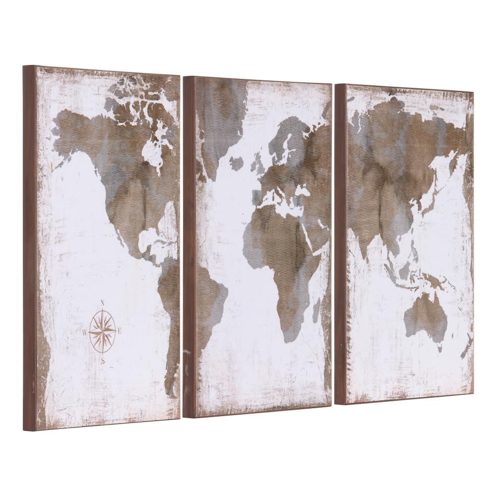 Patton Wall Decor 5 Panel Large Vintage World Map Canvas Set Wall Art Patton 39.75-In H X 20-In W Maps Wood Painting In The Wall Art Department  At Lowes.com