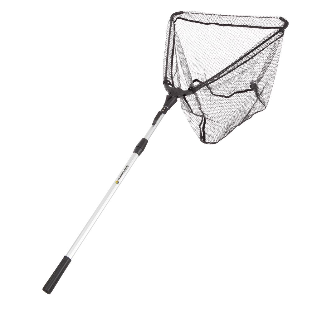 Folding Sturdy Fishing Net Lightweight Soft Mesh w/ Long Extendable Handle Black 