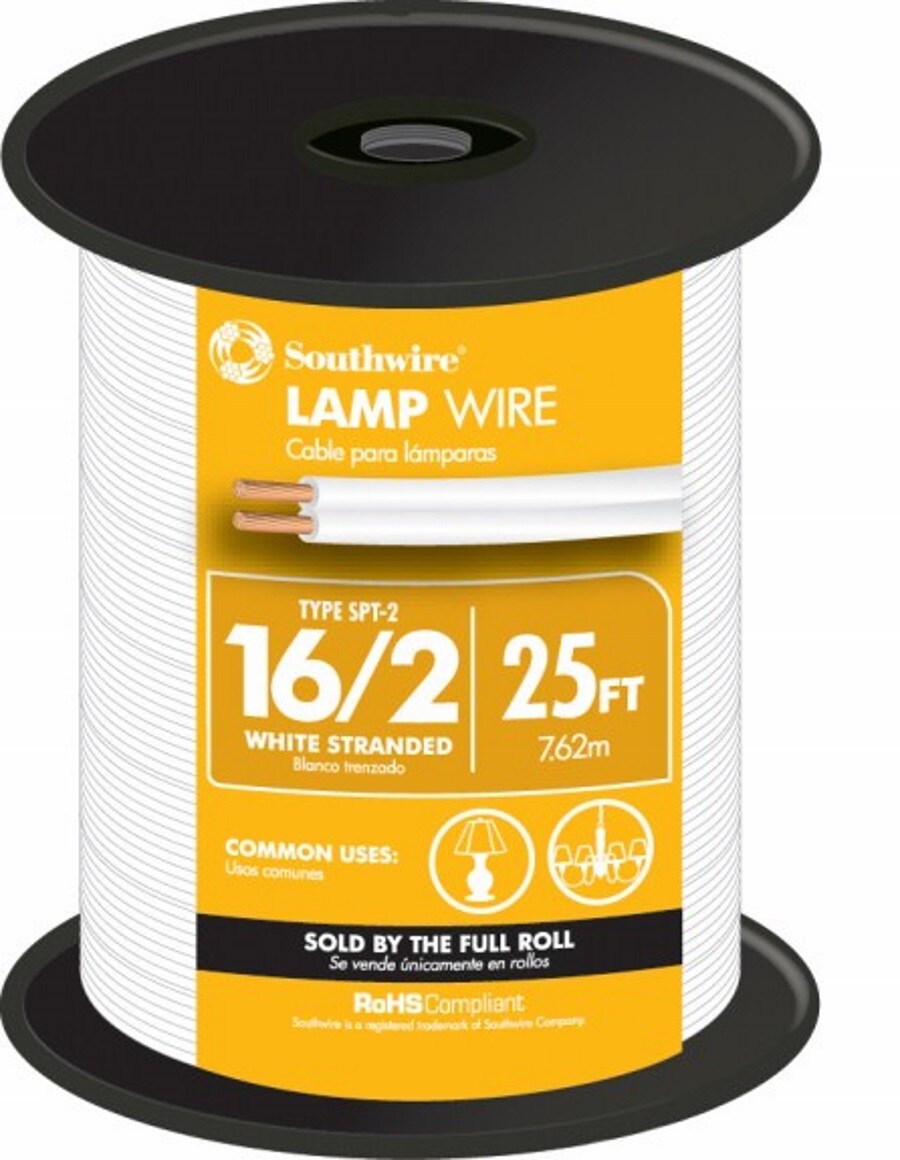 Listed Parallel 2 Wire Plastic Covered Lamp Cord 602 25 ft Black 18/2 SPT-1 U.L 