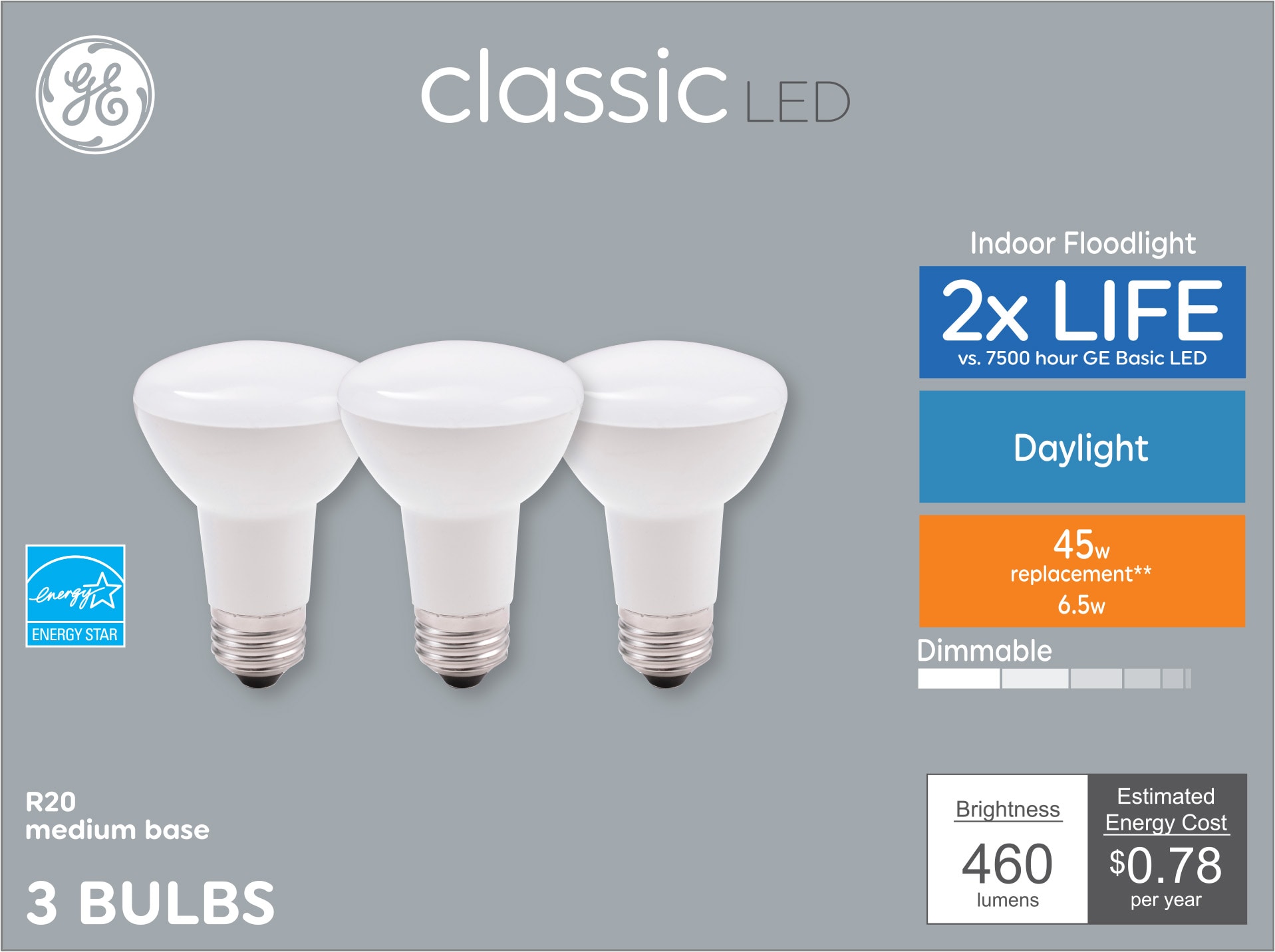 Write email Supply Unjust GE Classic 45-Watt EQ LED R20 Daylight Dimmable Spotlight Light Bulb  (3-Pack) in the Spot & Flood LED Light Bulbs department at Lowes.com