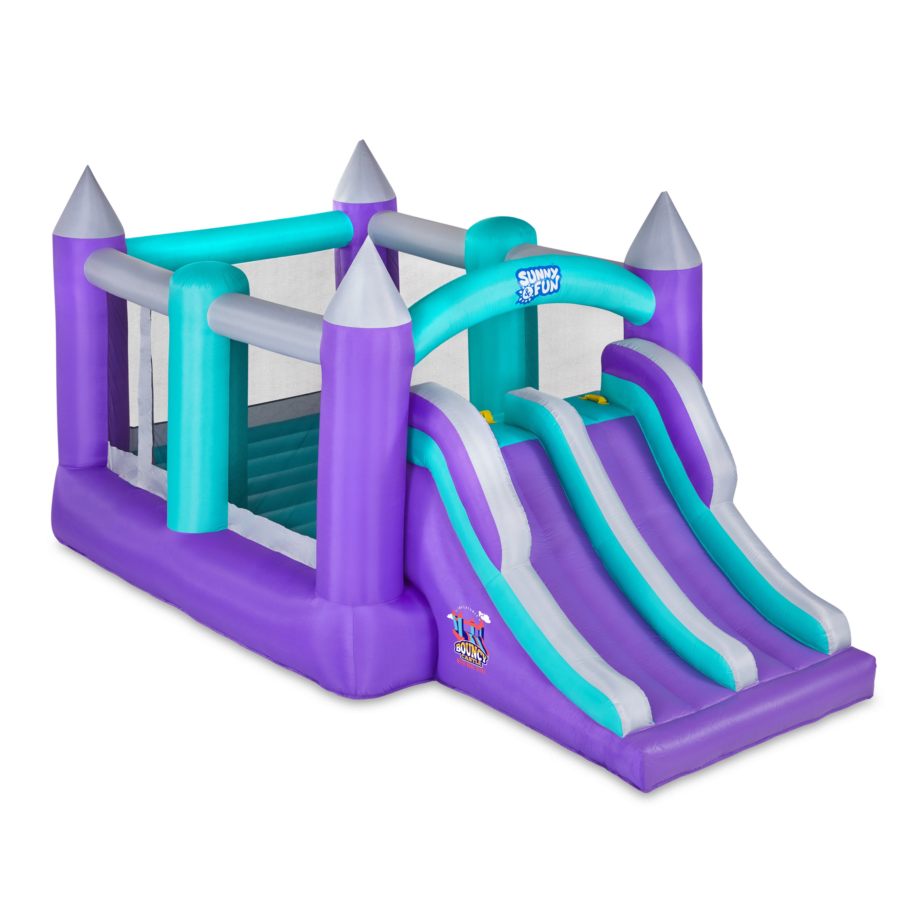 Bouncy Castle Slide Soft Play Kids Bouncy Castle Inflatable With Slide & Hoop 