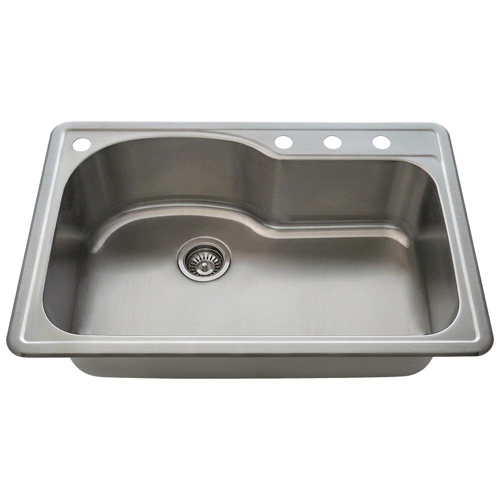 MR Direct Drop-In 33-in x 22-in Stainless Steel Single Bowl 4-Hole Stainless Steel Kitchen Sink