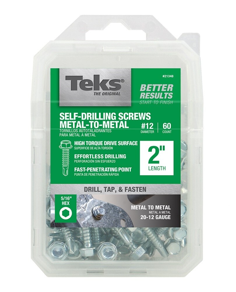 Lot 2 Buildex Teks Self Tapping Metal Screw #10-16 x 1” 5/16 Hex Washer Head 140 