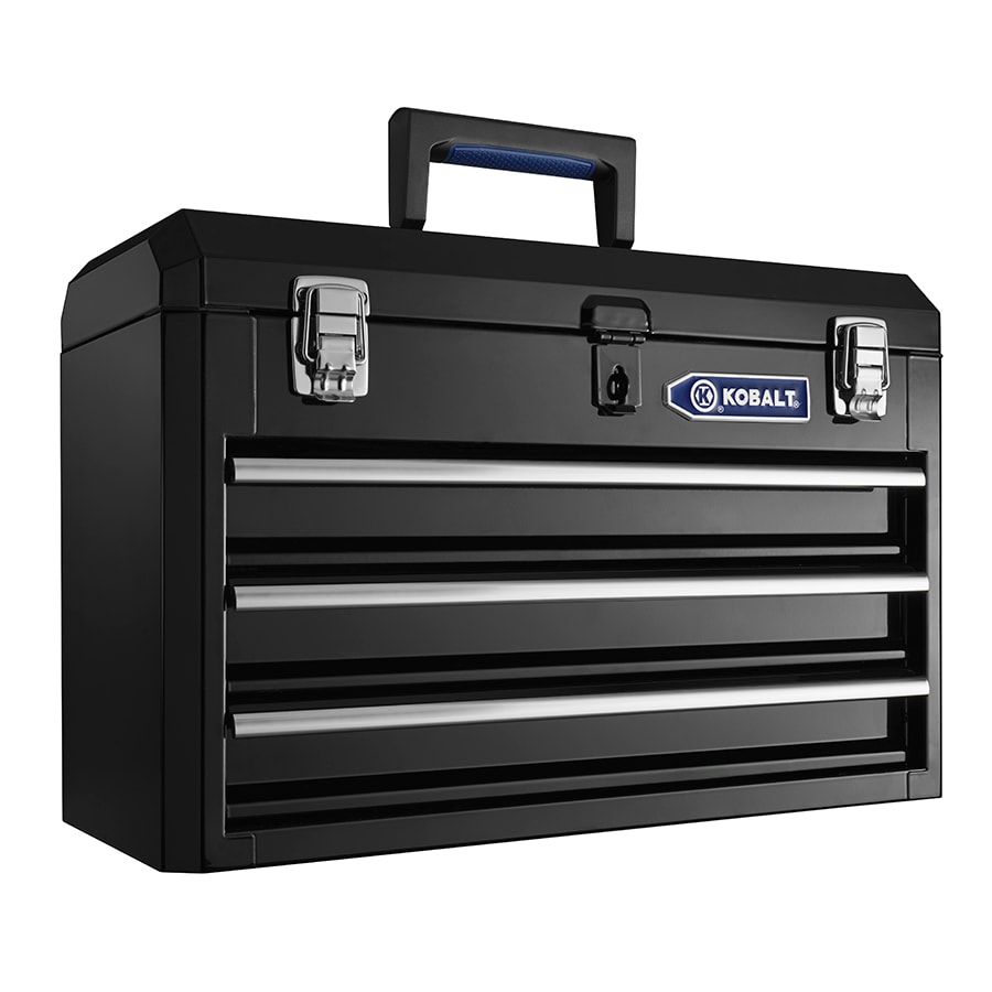 Husky 3 Drawer Portable Tool Box Storage Chest Organizer with Metal Tray Black 