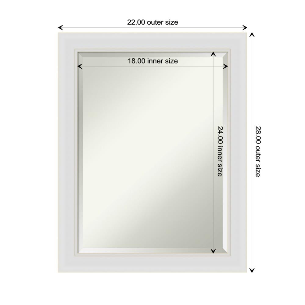 Amanti Art Flair Soft White Frame Collection 22-in W x 28-in H Satin Natural,White Rectangular Bathroom Vanity Mirror