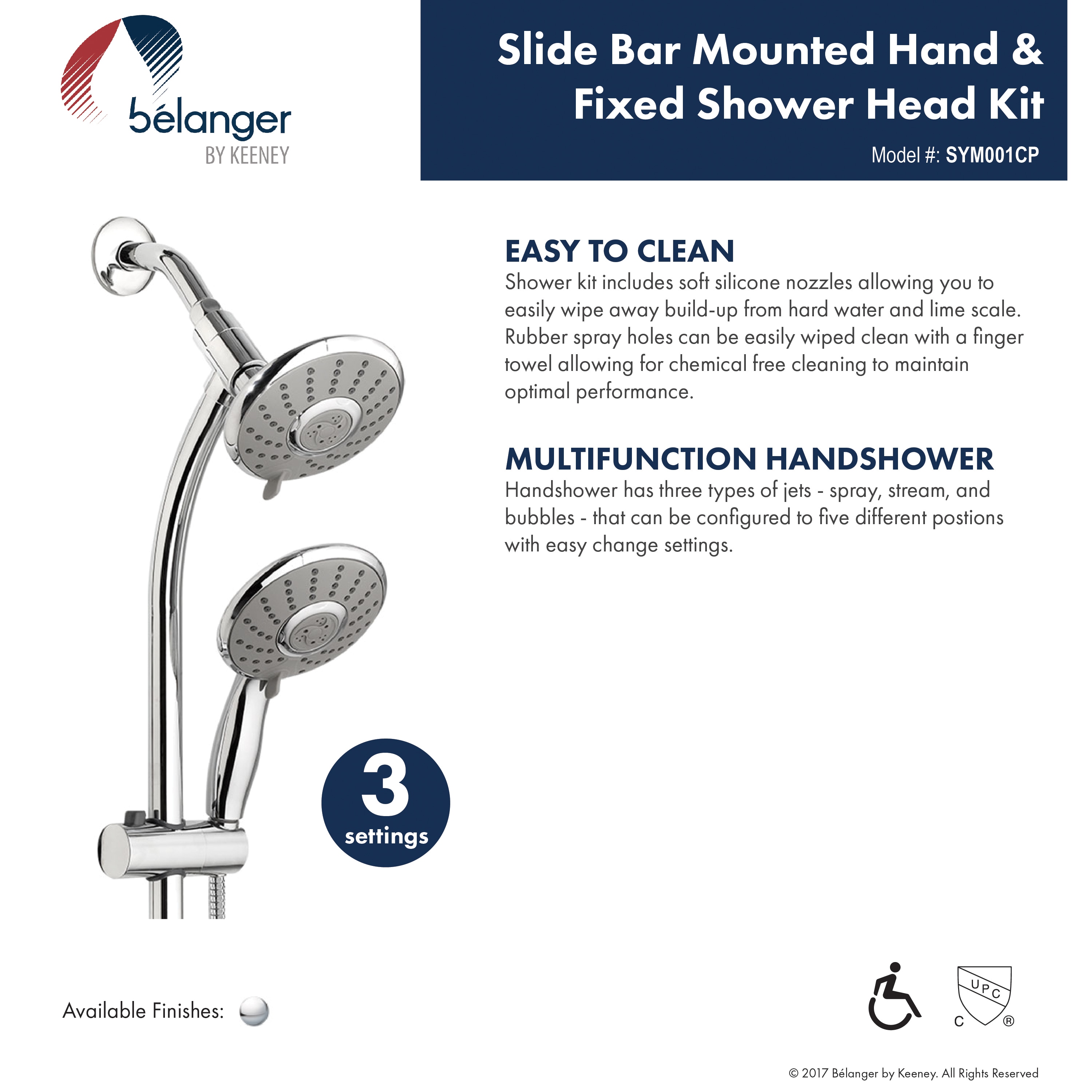 Keeney Symphony Polished Chrome 1-handle Shower Faucet