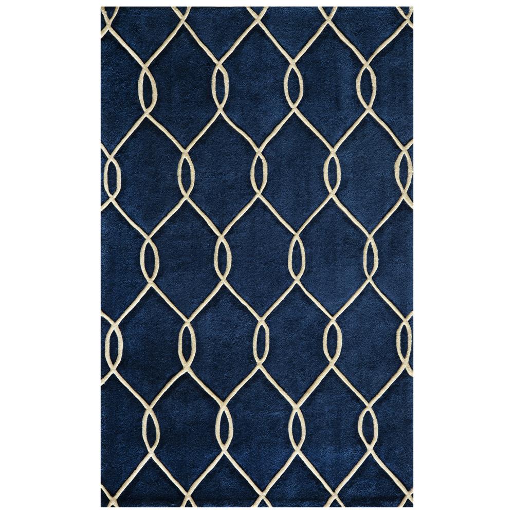 Hand Carved & Tufted Contemporary Area Rug Navy Blue 2 x 3 Momeni Rugs BLISSBS-11NVY2030 Bliss Collection