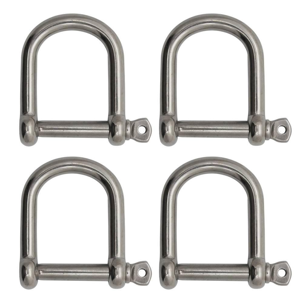 Sharplace Heavy Duty 304 Stainless Steel D Shackle with Threaded Hole Marine Boat Yacht Rigging Lifting Towing Accessories Silver Size M5-M24