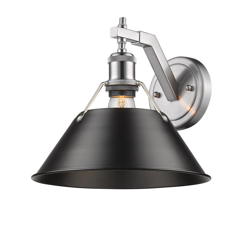 Golden Lighting Orwell 10-in W 1-Light Pewter with Black Shade Industrial Wall Sconce