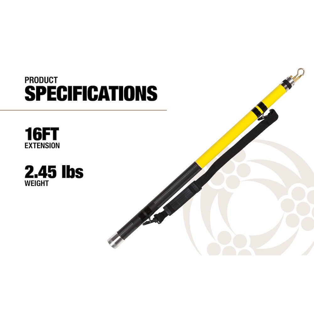 CMD telescoping 16 ft standard fiber glass pulling pole for wire & cable. 