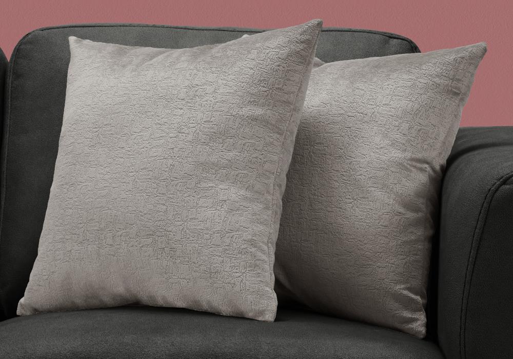 Monarch Specialties Pillow 18 Inx 18 In Grey Mosaic Velvet 2pcs At 3959