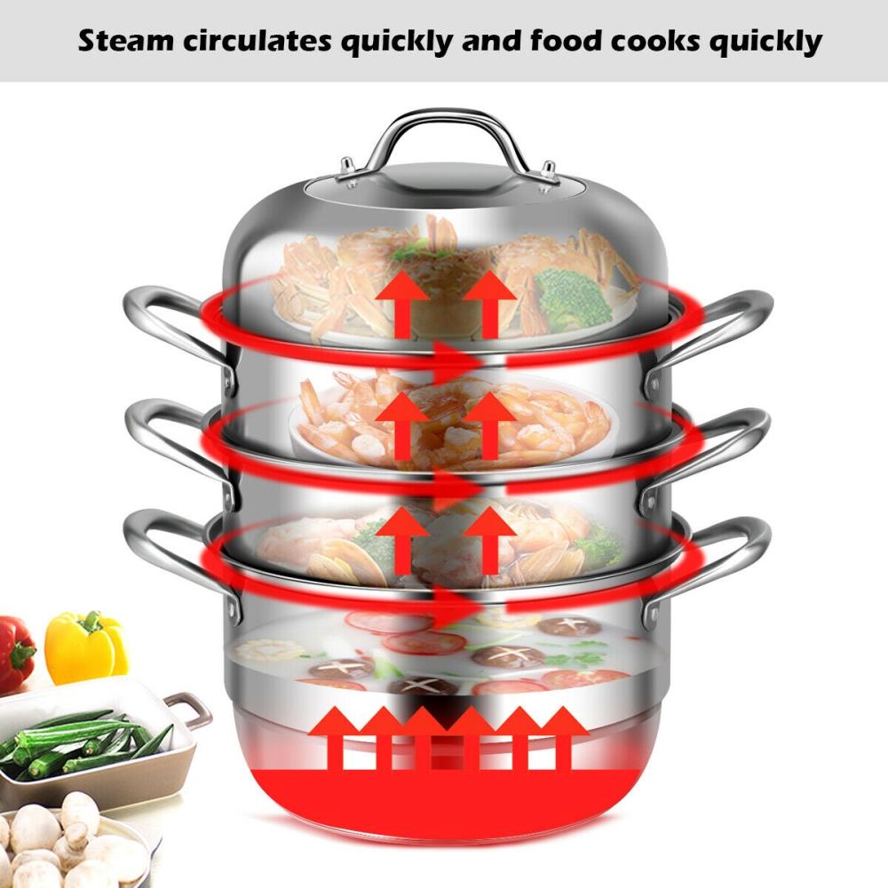Tefal Electric Steamer Cooker Stainless Steel Steam Cooking 2 Tier Bowl Cook Po 