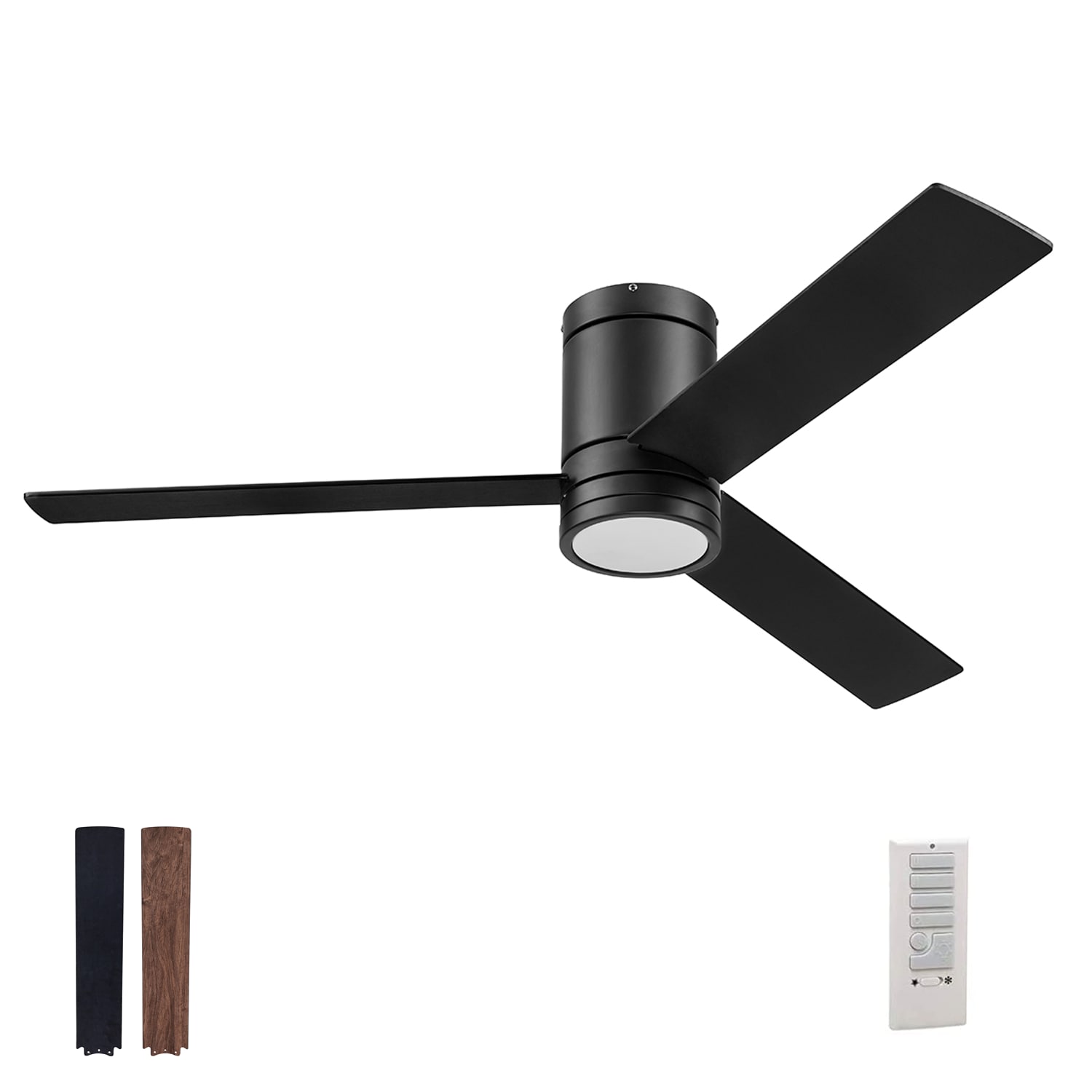 Flush Mount Ceiling Fan with Light and Remote Control 52-Inch 3-Blade Propeller 