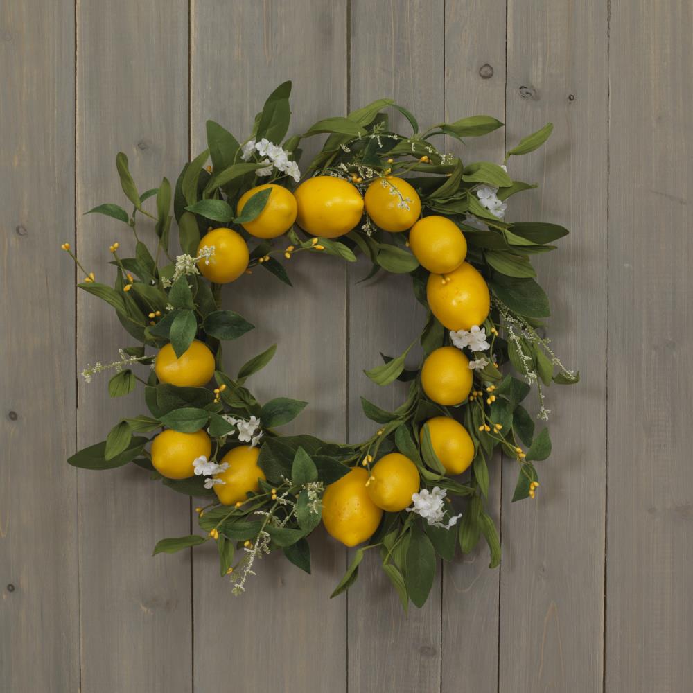 Gerson International 24-in Yellow Hanging Artificial Fruit Wreath In 